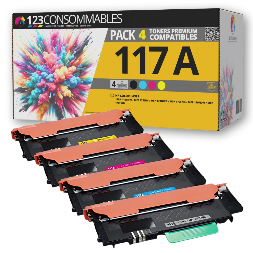 Pack 4 Toners compatibles HP 117A